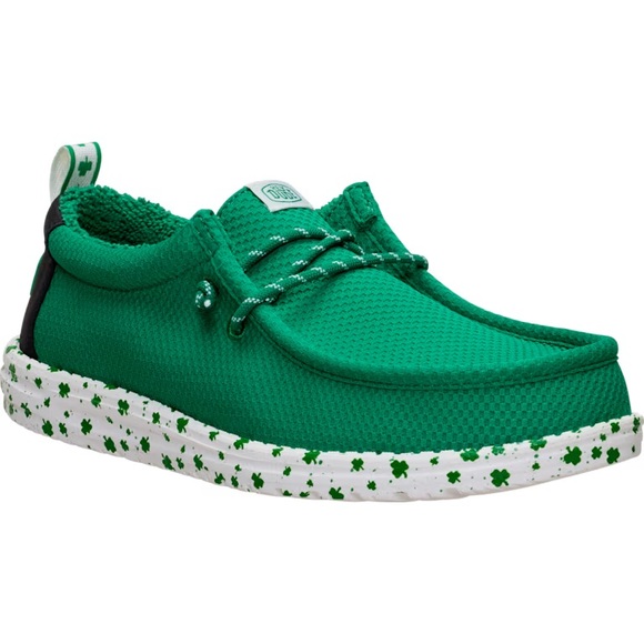 Hey Dude Wally Shamrock Green Shoe M14 NWT ☘️ Shamrocks at White Sole